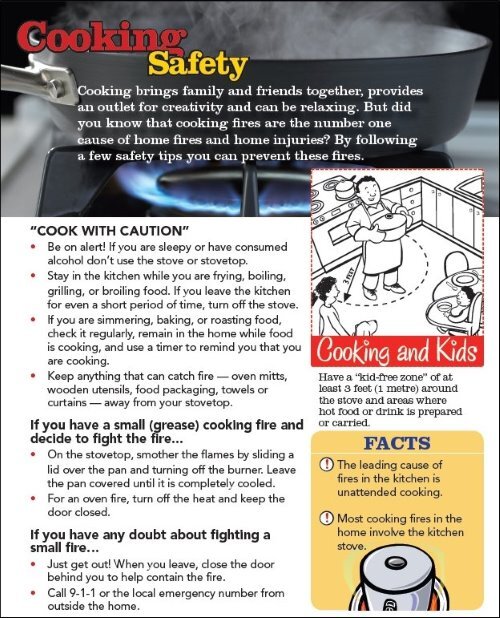 Cooking Safety flyer, the information in this flyer is in the text above. 
