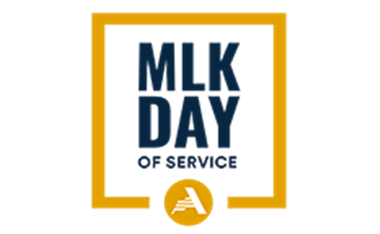 A logo with the text, MLK Day of Service.
